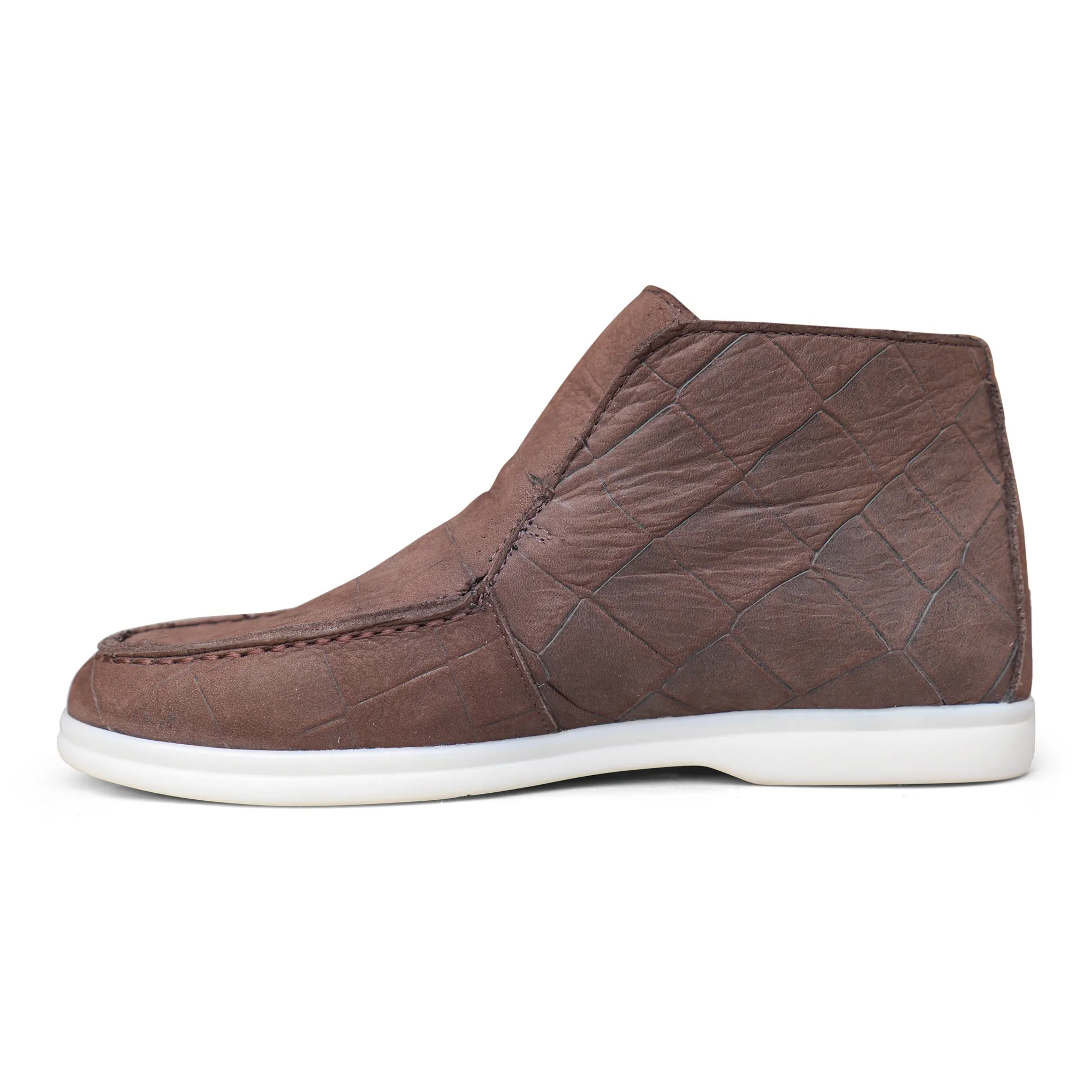 1020 - Brown Nubuck Moc Croc