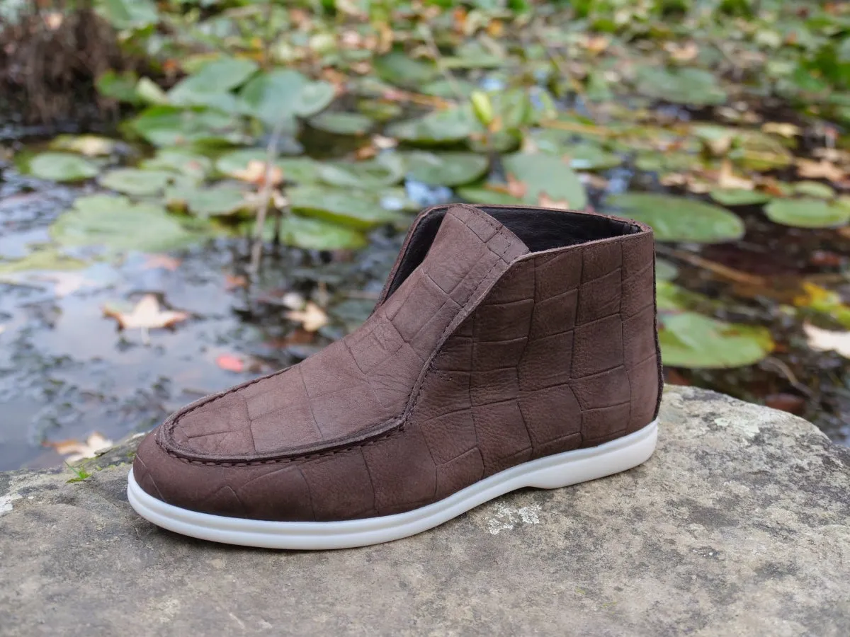 1020 - Brown Nubuck Moc Croc