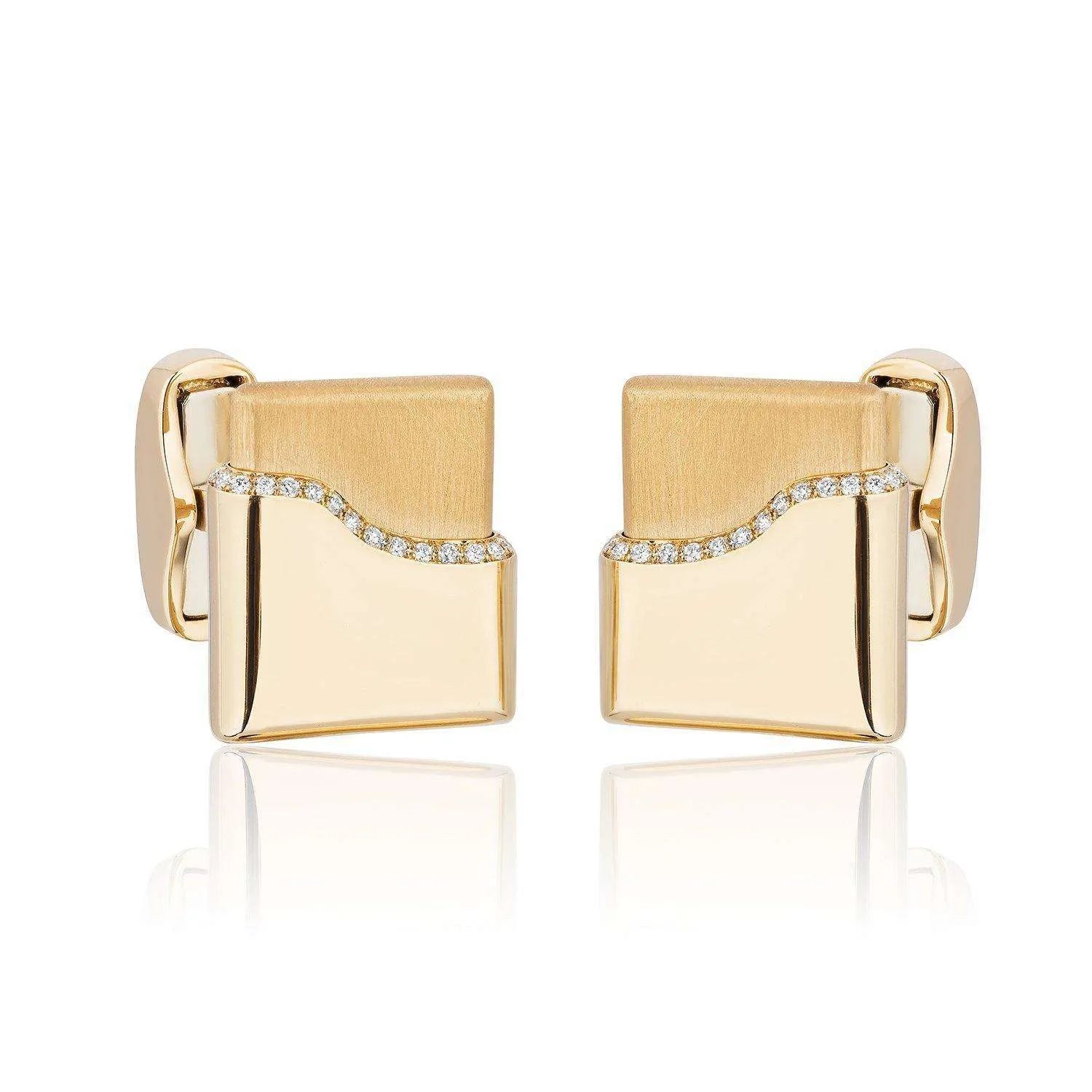 18k Yellow Gold Diamond Lined Cigar Box Cufflinks