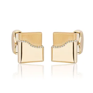 18k Yellow Gold Diamond Lined Cigar Box Cufflinks