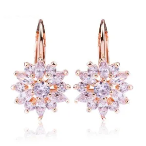 3 Colors Luxury Gold Color Flower Stud Earring