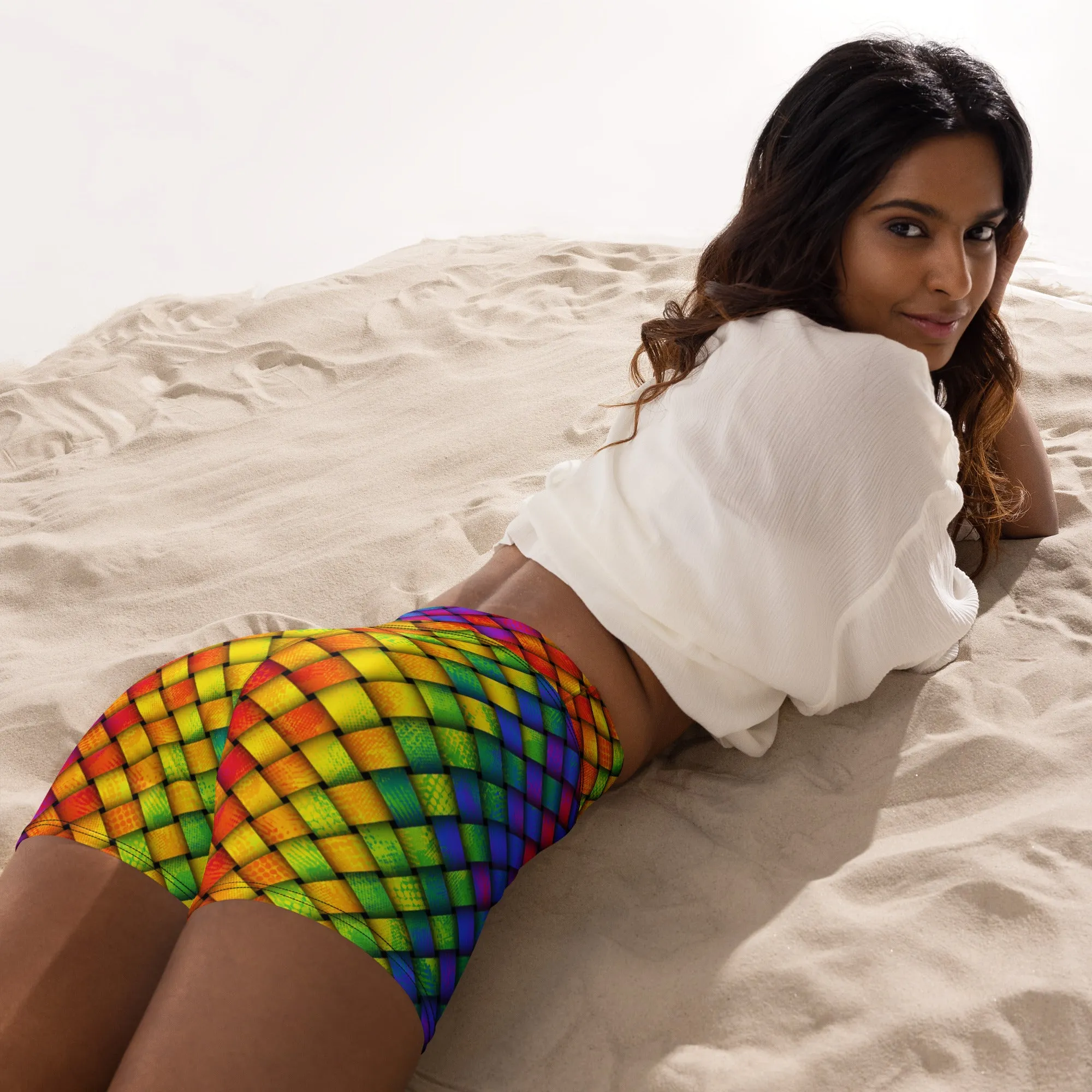 3D Rainbow Pattern Yoga Shorts