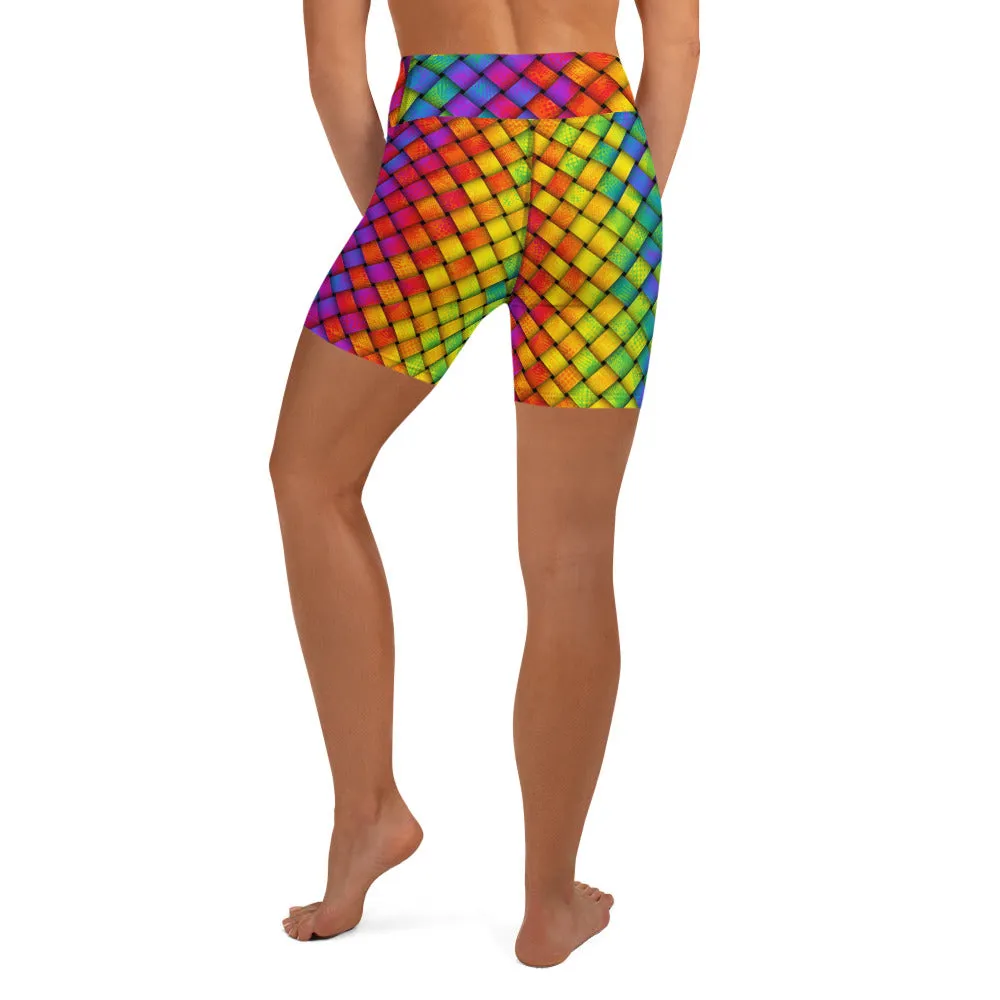 3D Rainbow Pattern Yoga Shorts