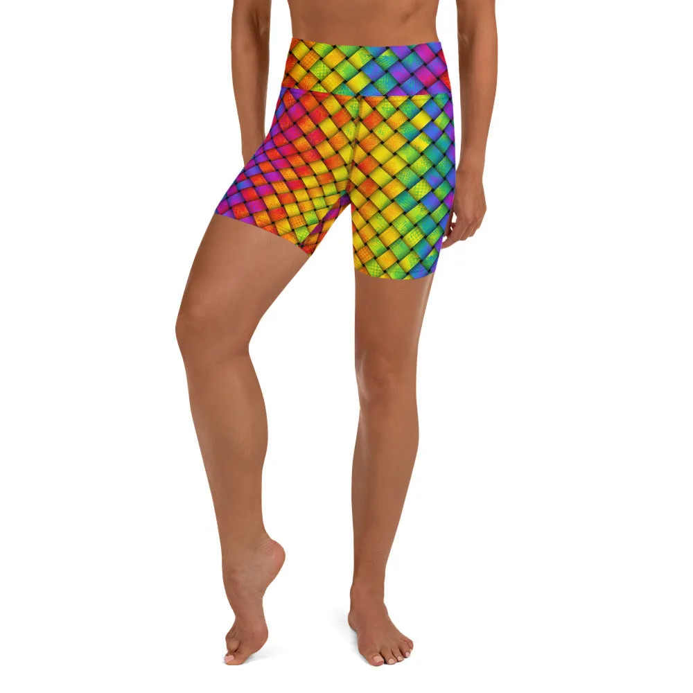 3D Rainbow Pattern Yoga Shorts