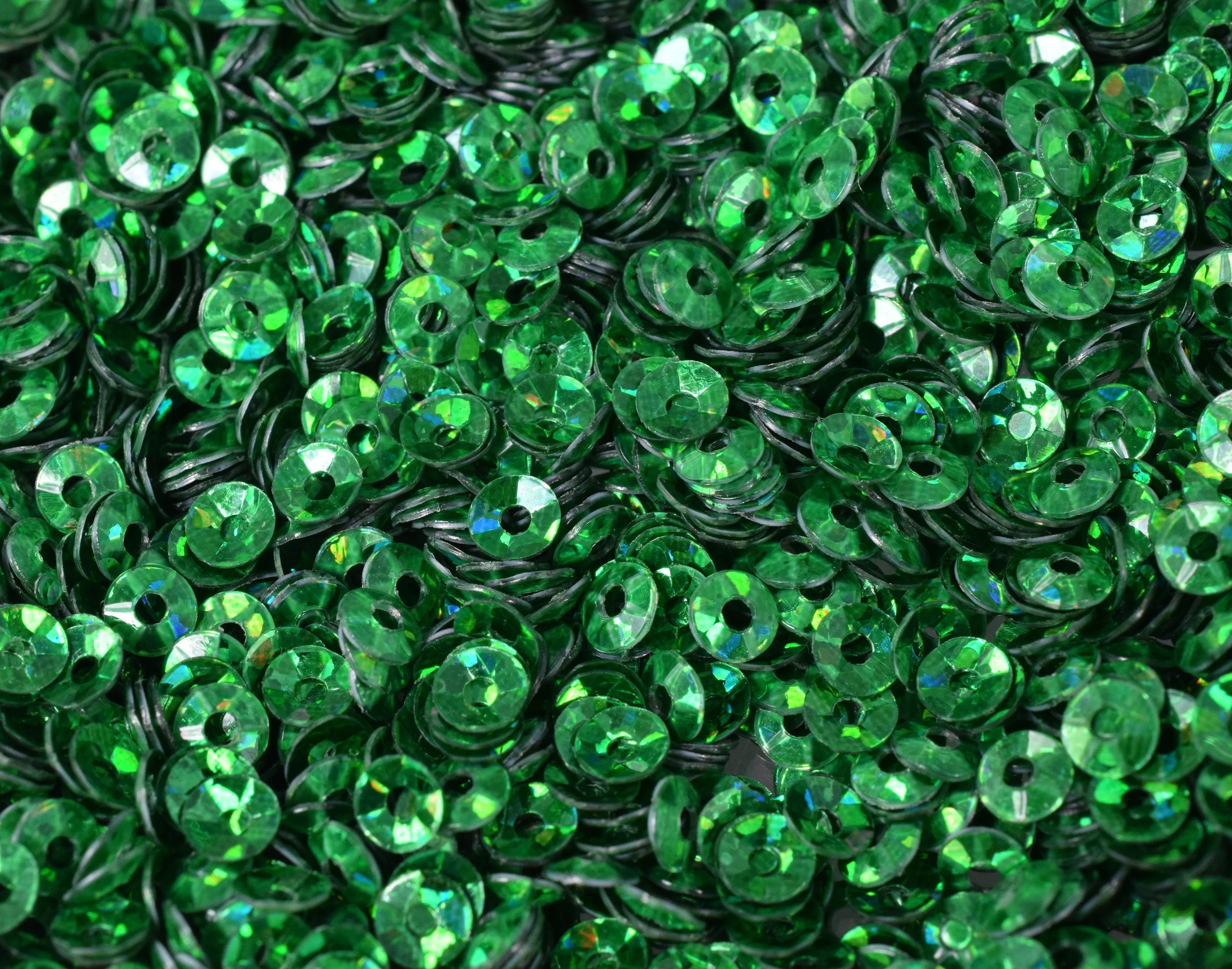 3mm Deep Green Cup Iridescent Sheen Round Sequins/Loose Paillettes,Wholesale Sequins,Shimmering Sequin Apparel, Footwear Sequins, fashion