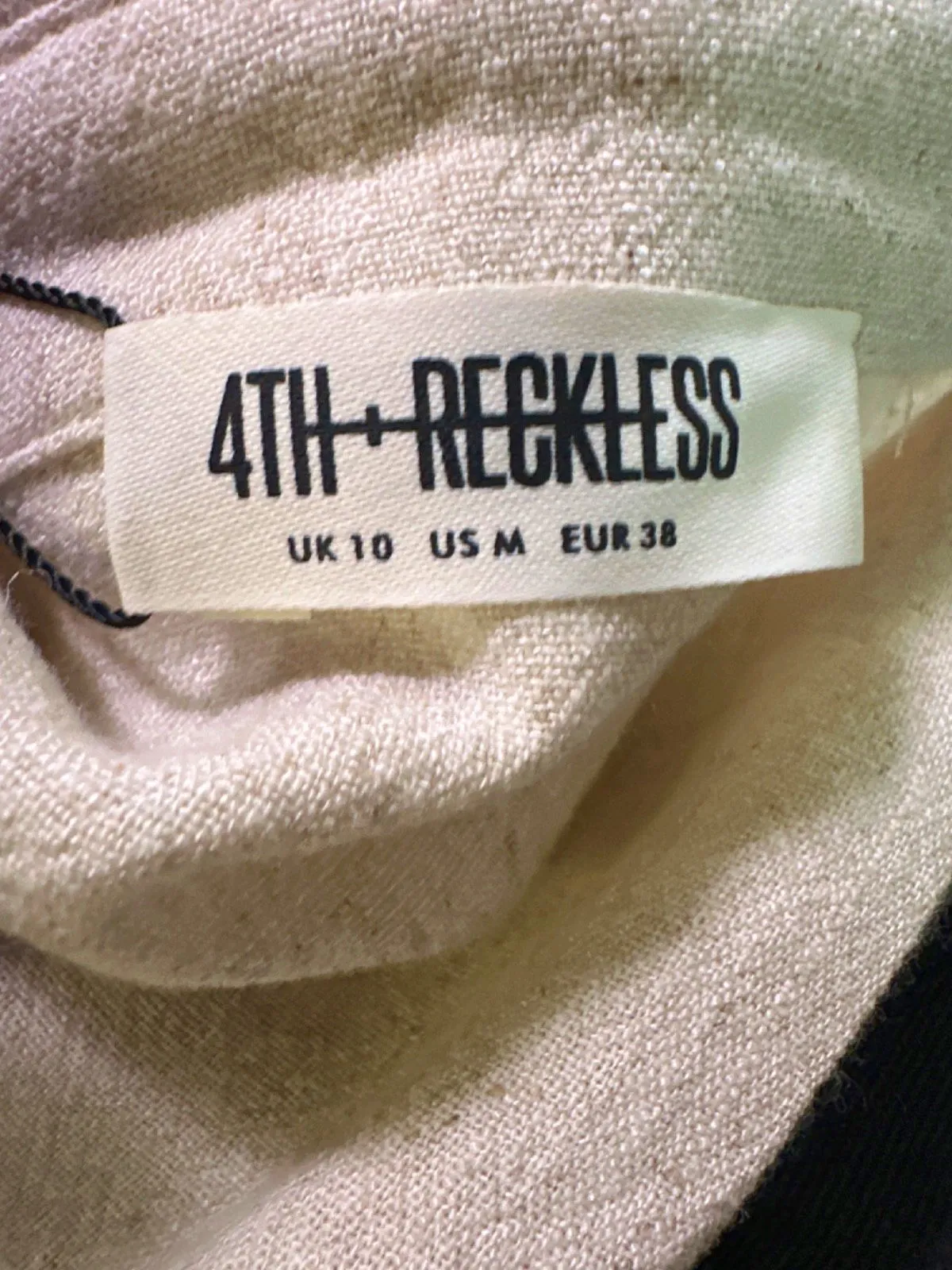 4TH   Reckless Beige Tie Front Shirt UK 10