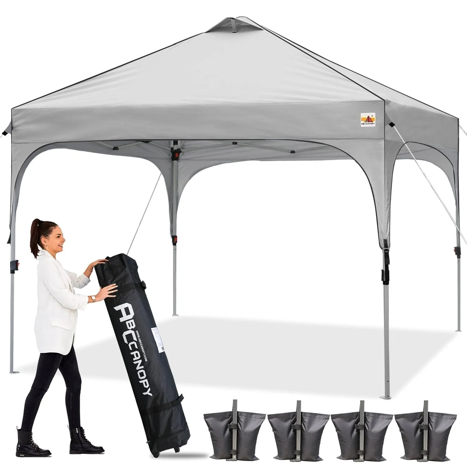 ABCCANOPY Compact Pop-up Instant Portable Canopy 10x10 for Camping, Beach