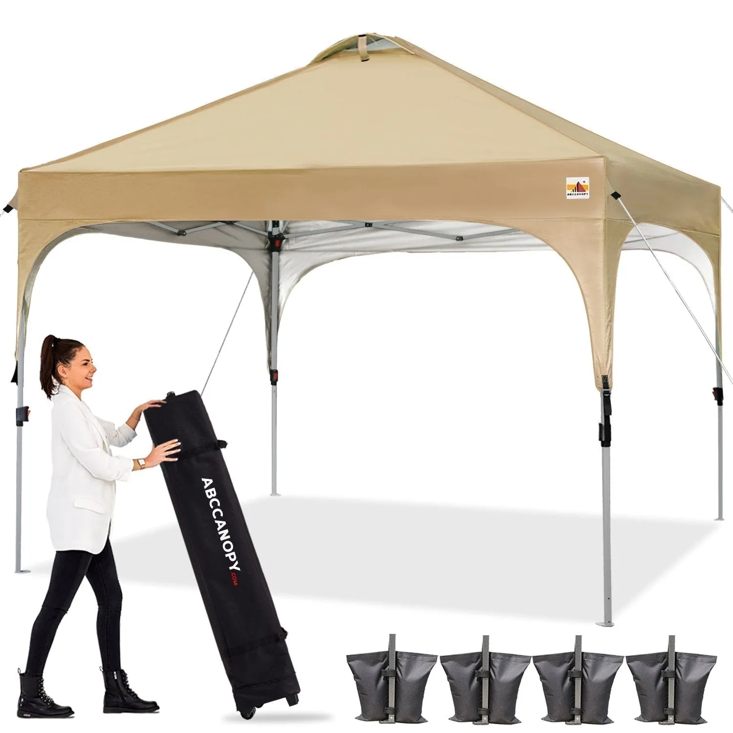 ABCCANOPY Compact Pop-up Instant Portable Canopy 10x10 for Camping, Beach