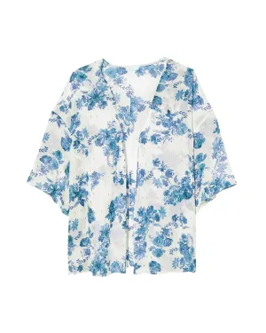 Acantha Kimono | White / Azure Blue