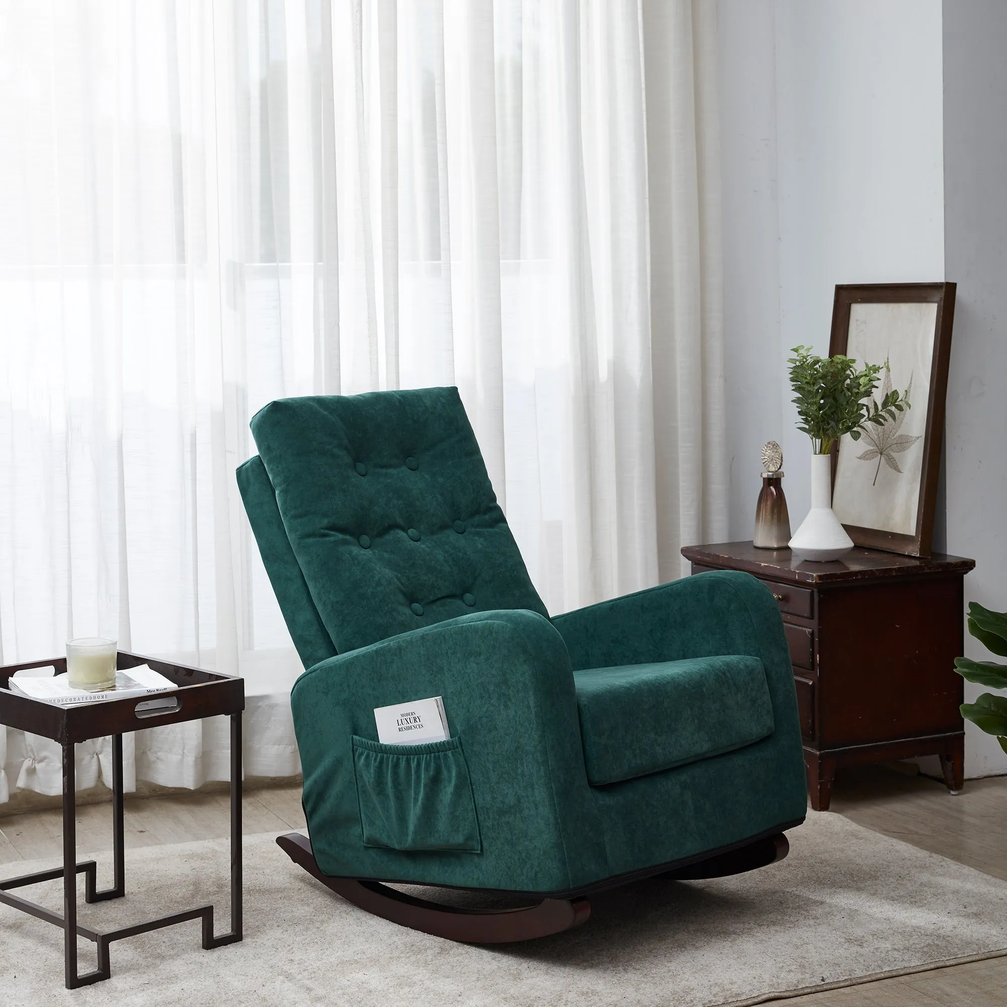 Accent chair TV Chair Living room Chair  Lazy Recliner Comfortable Fabric Leisure Sofa，Modern High Back Armchair