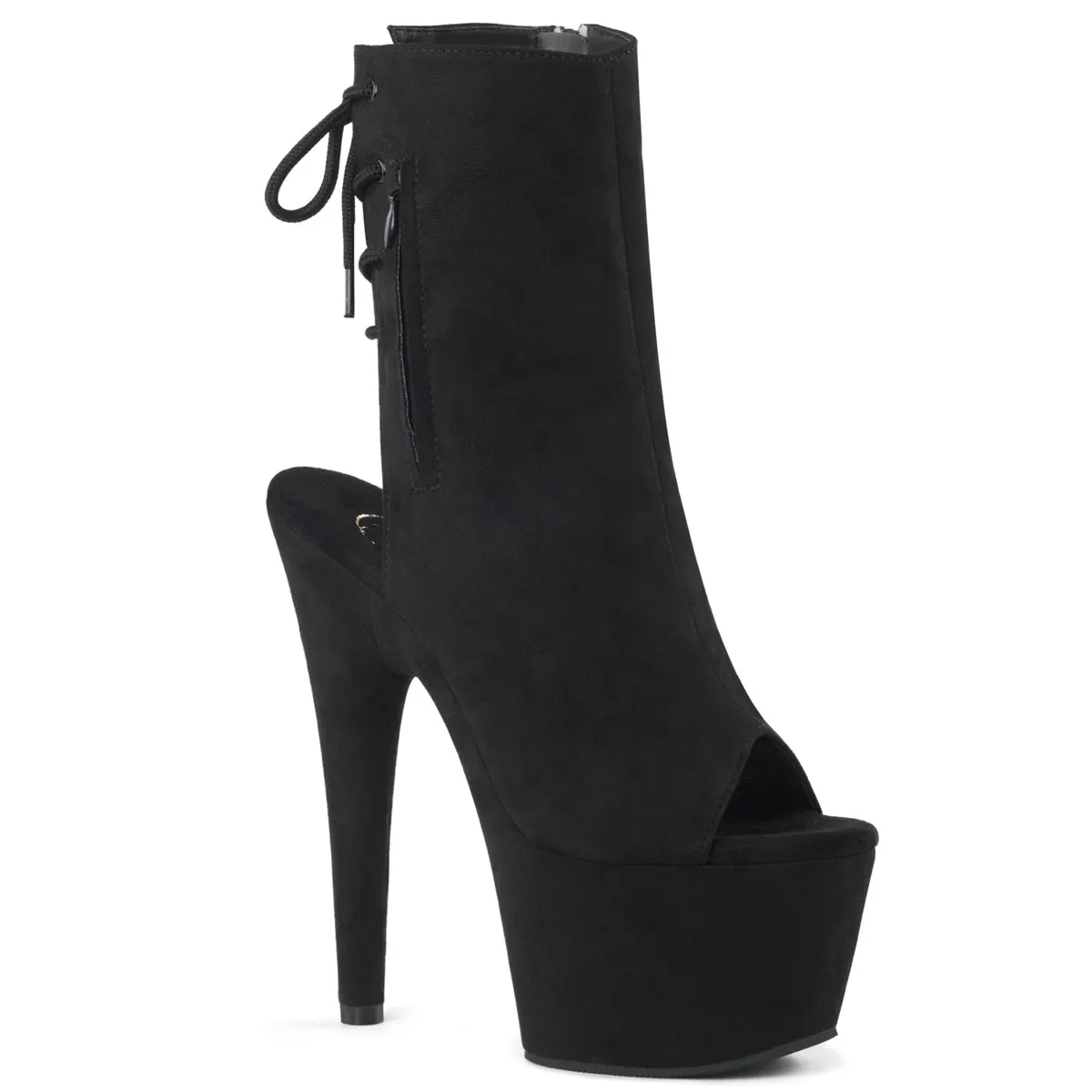 ADORE-1018FS Pleaser Shoes Black Faux Suede Ankle High Stripper Boot