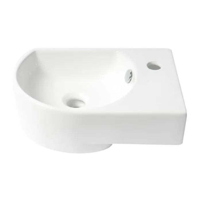 ALFI ABC119 White 16" Small Wall Mounted Ceramic Sink with Faucet Hole