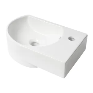 ALFI ABC119 White 16" Small Wall Mounted Ceramic Sink with Faucet Hole