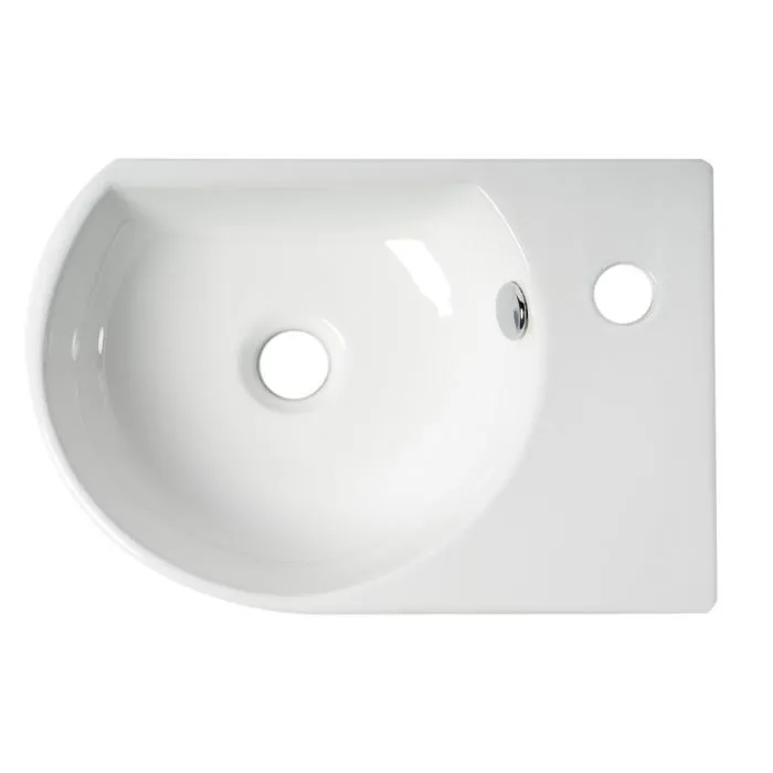 ALFI ABC119 White 16" Small Wall Mounted Ceramic Sink with Faucet Hole