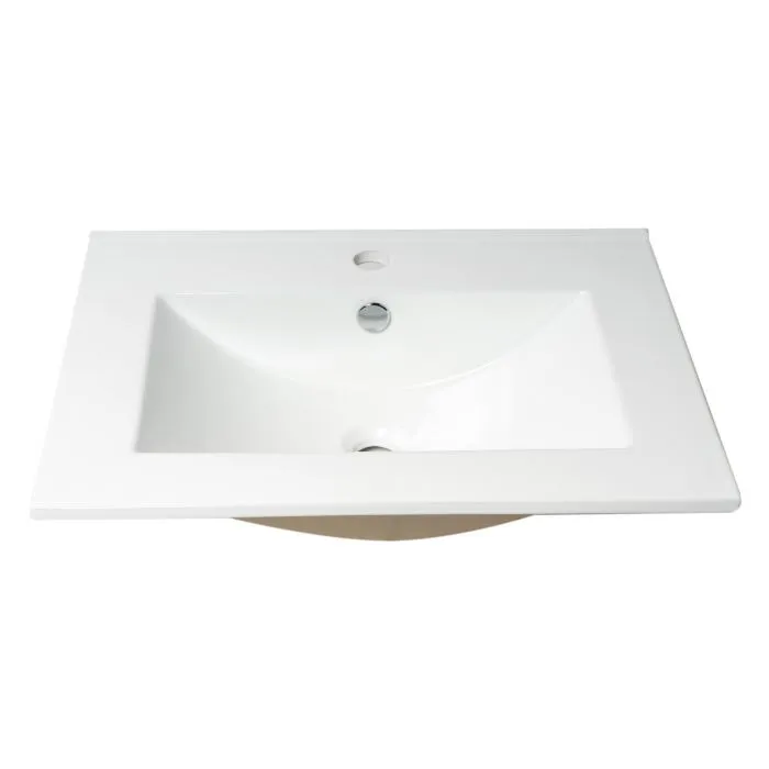 ALFI ABC803 White 25" Rectangular Drop In Ceramic Sink with Faucet Hole