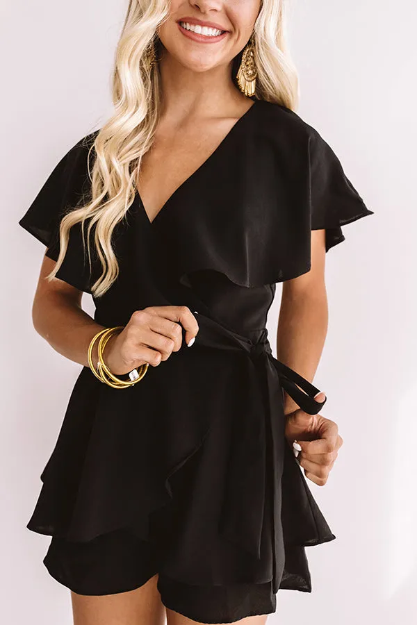 All The Goals Wrap Romper in Black