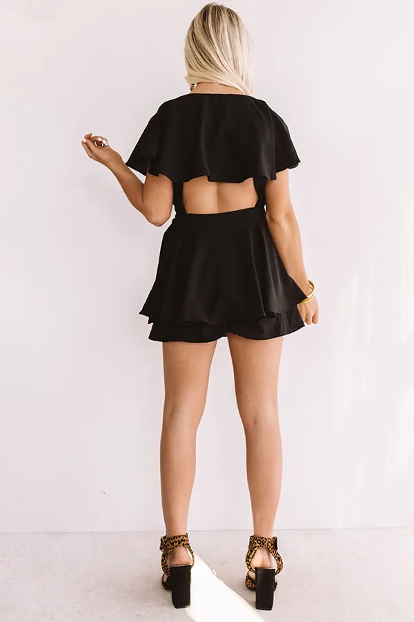 All The Goals Wrap Romper in Black