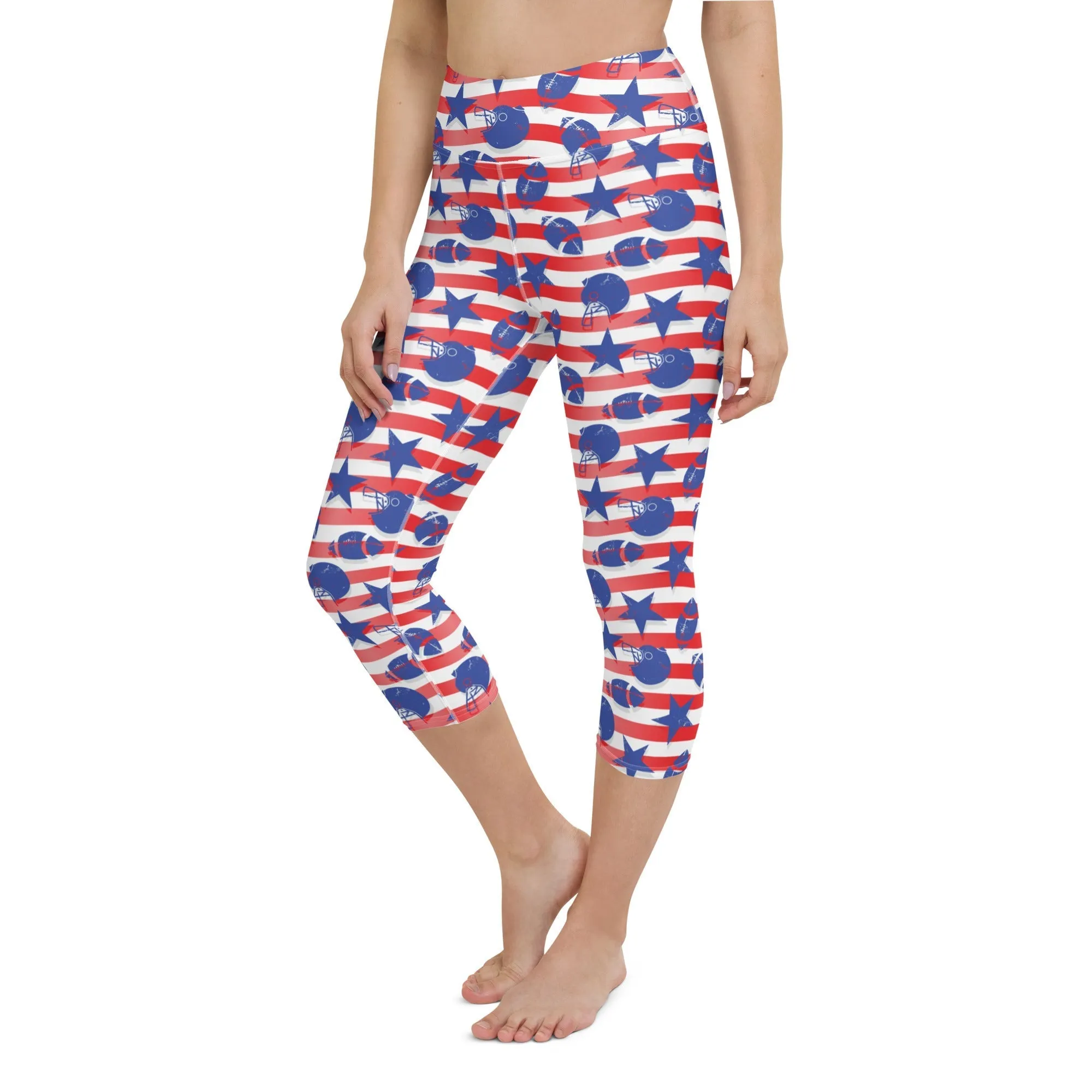 American Football Pattern Yoga Capris