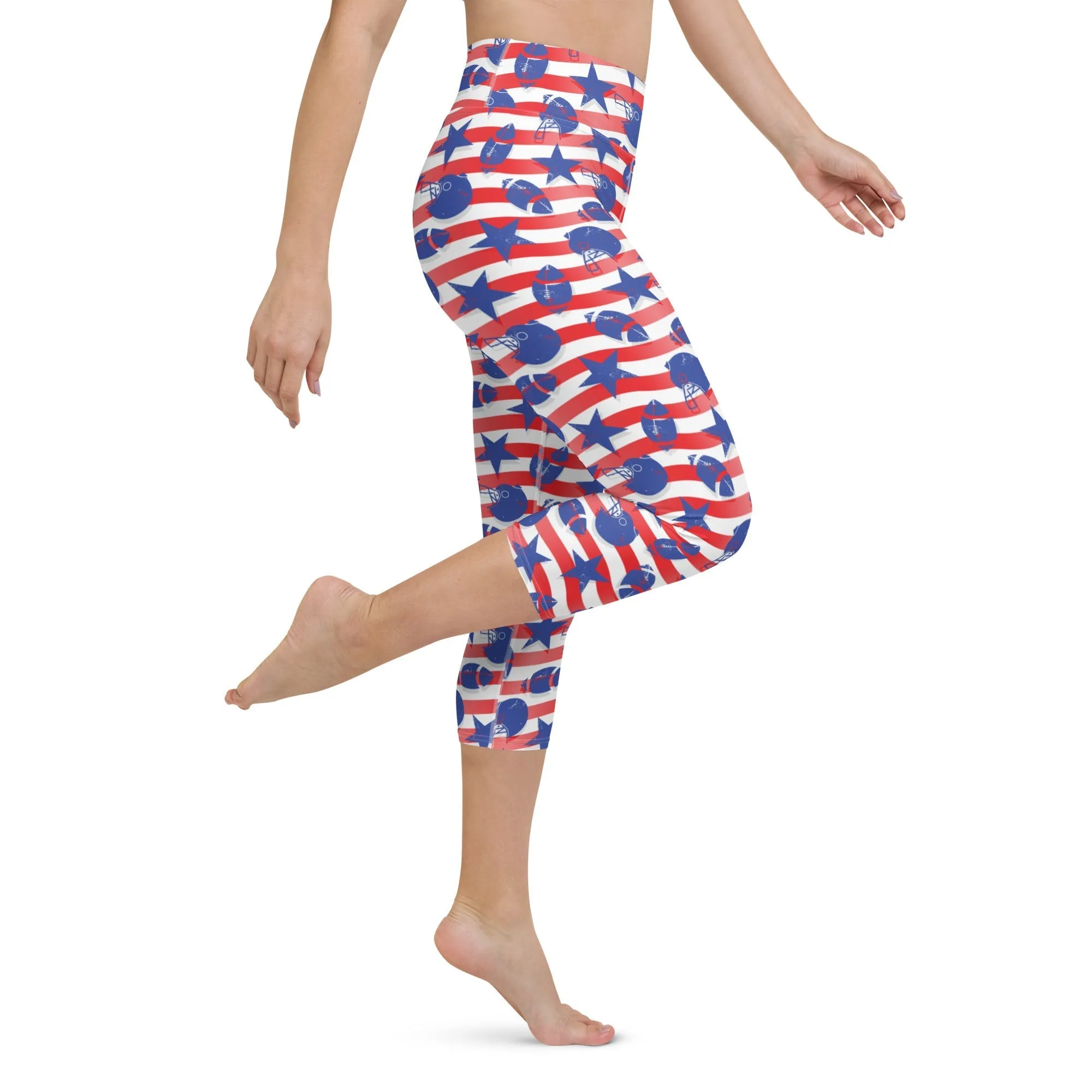 American Football Pattern Yoga Capris