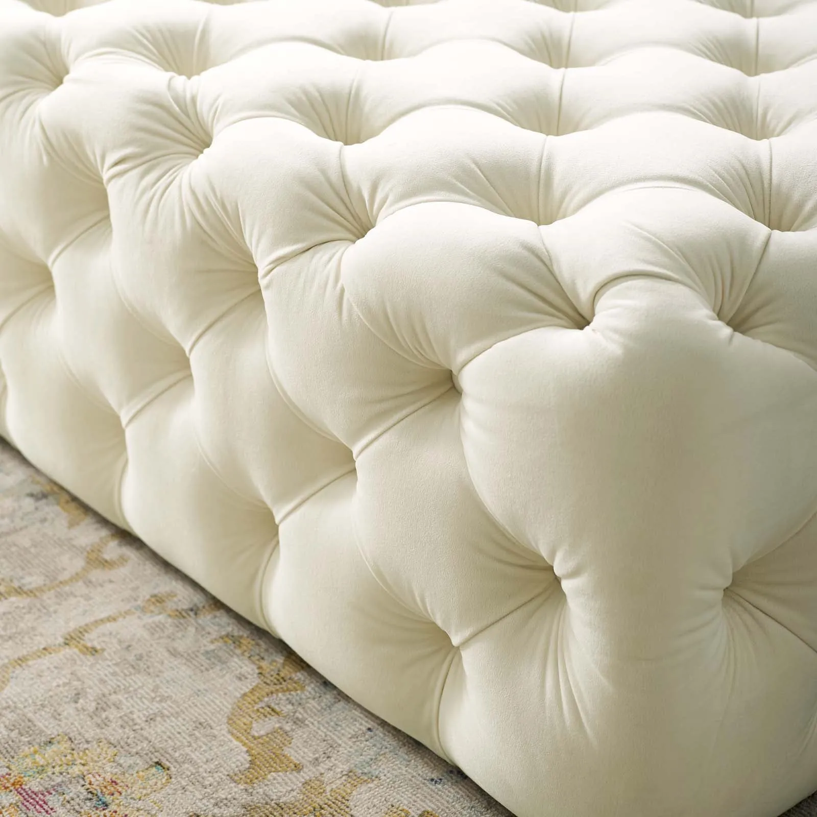 Amour Tufted Button Large Square Performance Velvet Ottoman by Modway