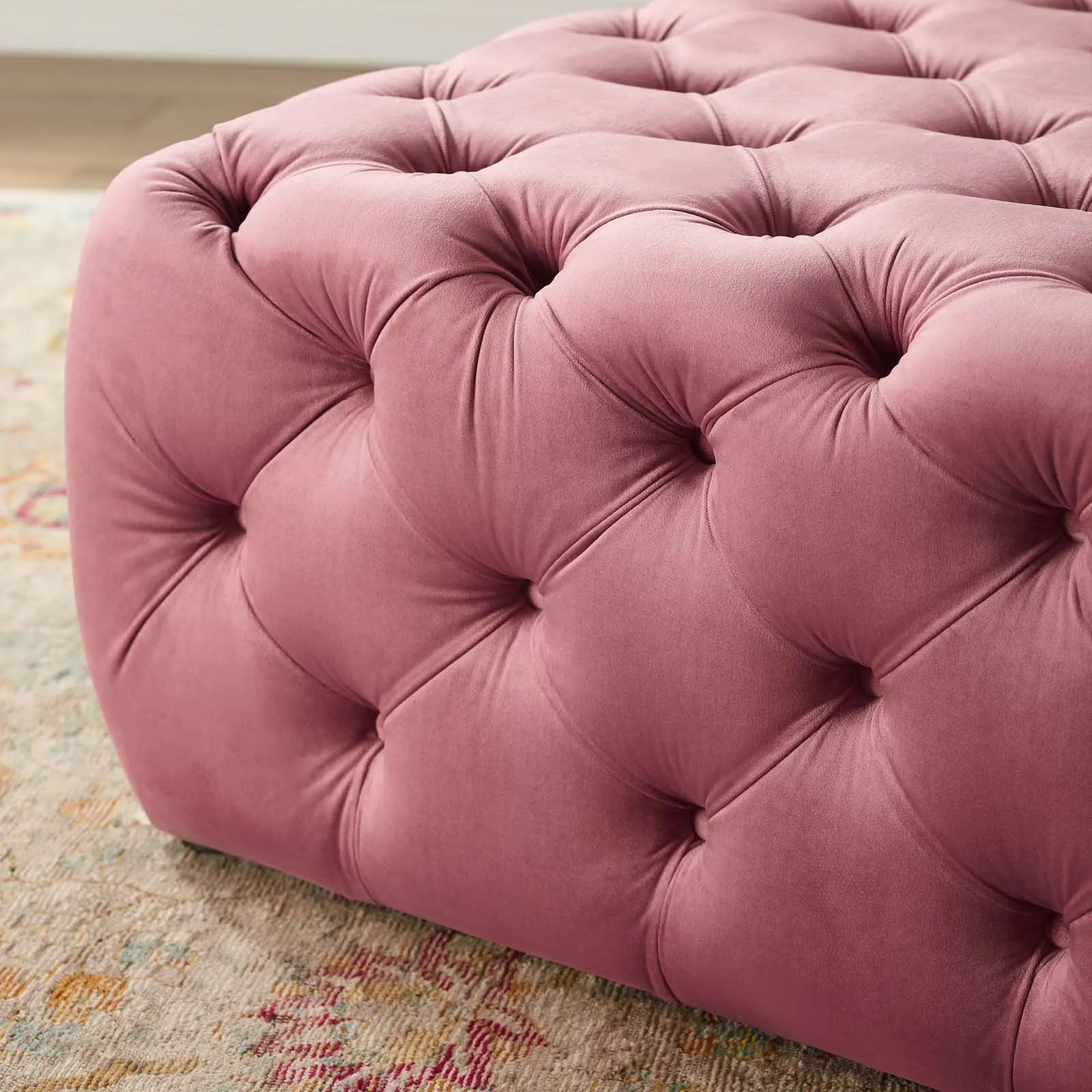 Amour Tufted Button Large Square Performance Velvet Ottoman by Modway