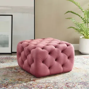 Amour Tufted Button Square Performance Velvet Ottoman by Modway