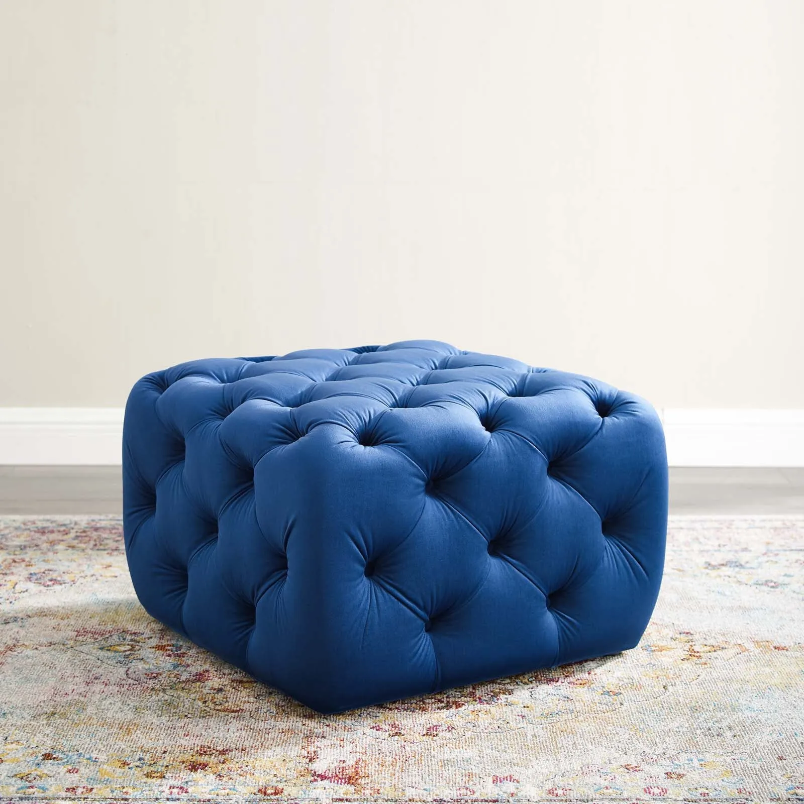 Amour Tufted Button Square Performance Velvet Ottoman by Modway