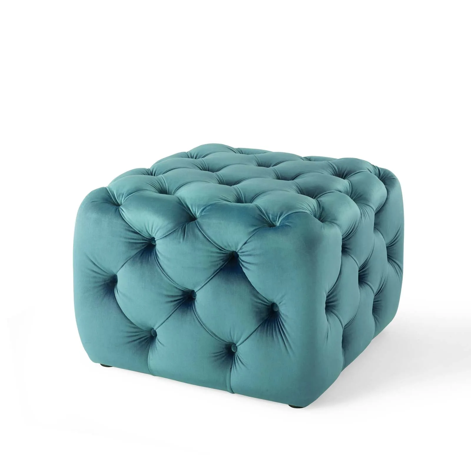 Amour Tufted Button Square Performance Velvet Ottoman by Modway