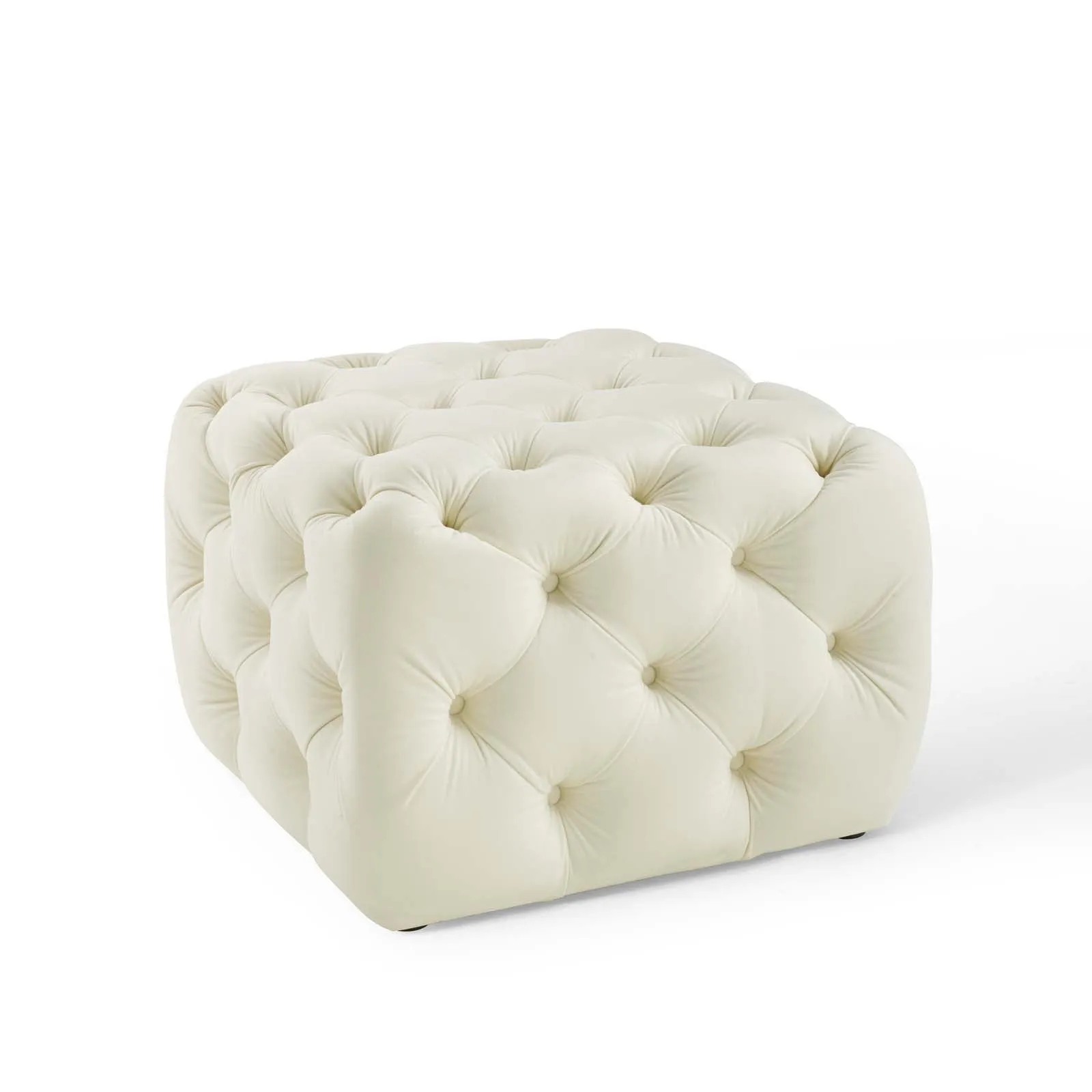 Amour Tufted Button Square Performance Velvet Ottoman by Modway