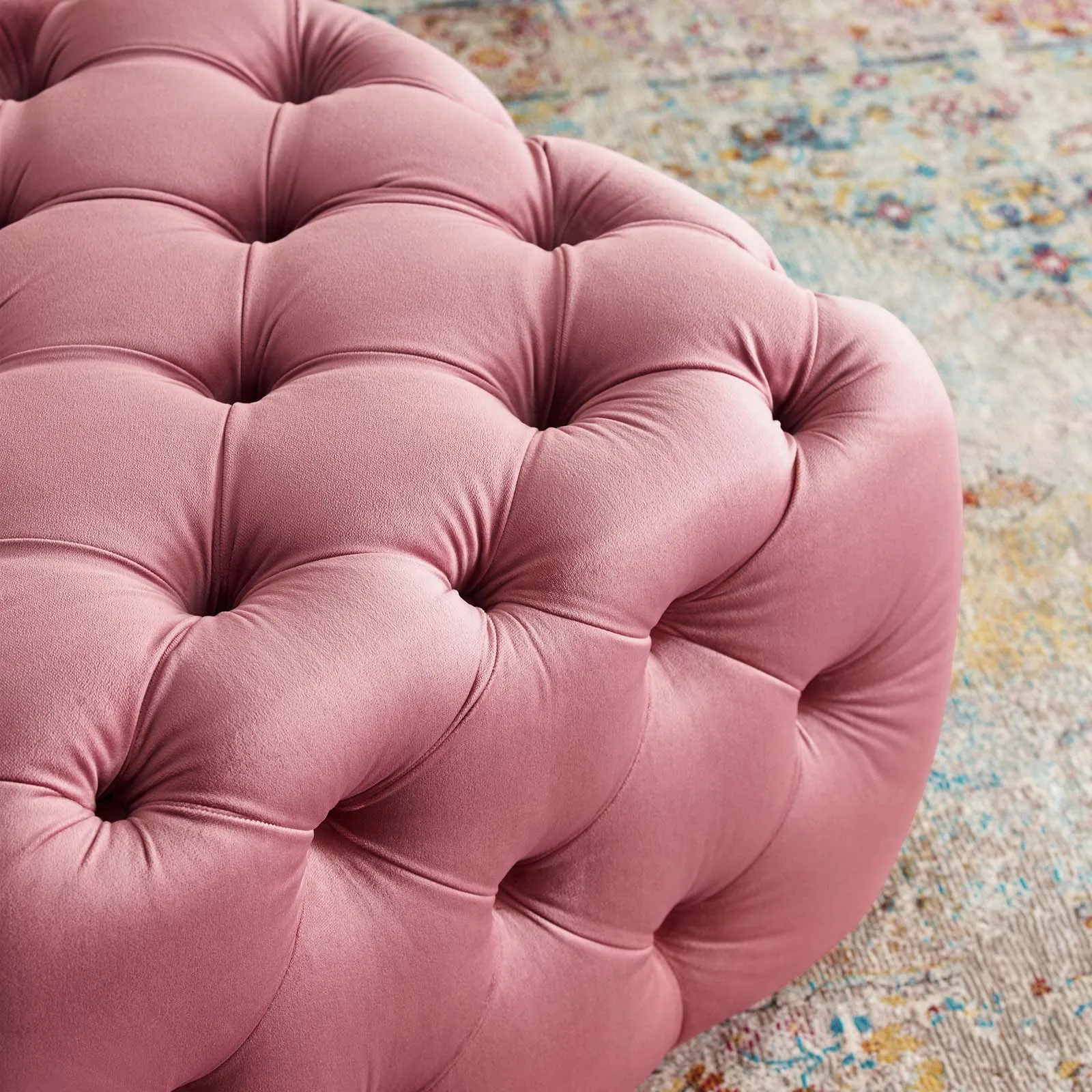 Amour Tufted Button Square Performance Velvet Ottoman by Modway