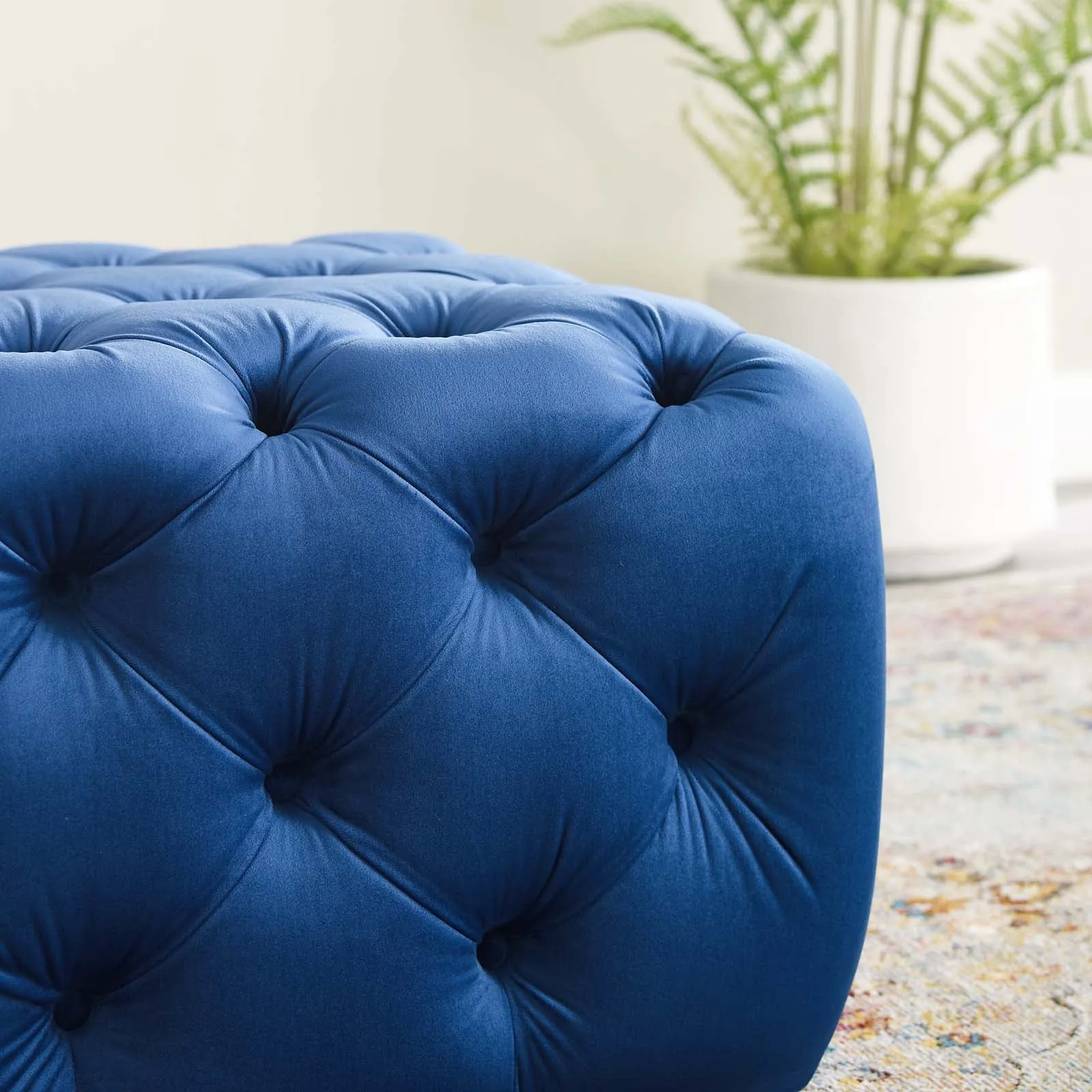 Amour Tufted Button Square Performance Velvet Ottoman by Modway