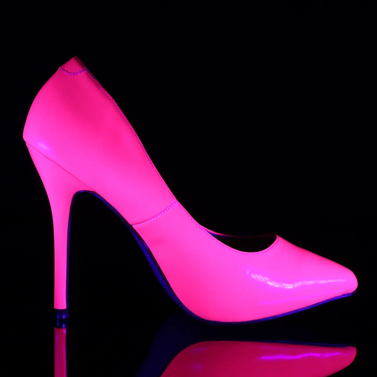 AMUSE-20 Pleaser Shoes Neon Pink Blacklight Reactive 80"s Pumps