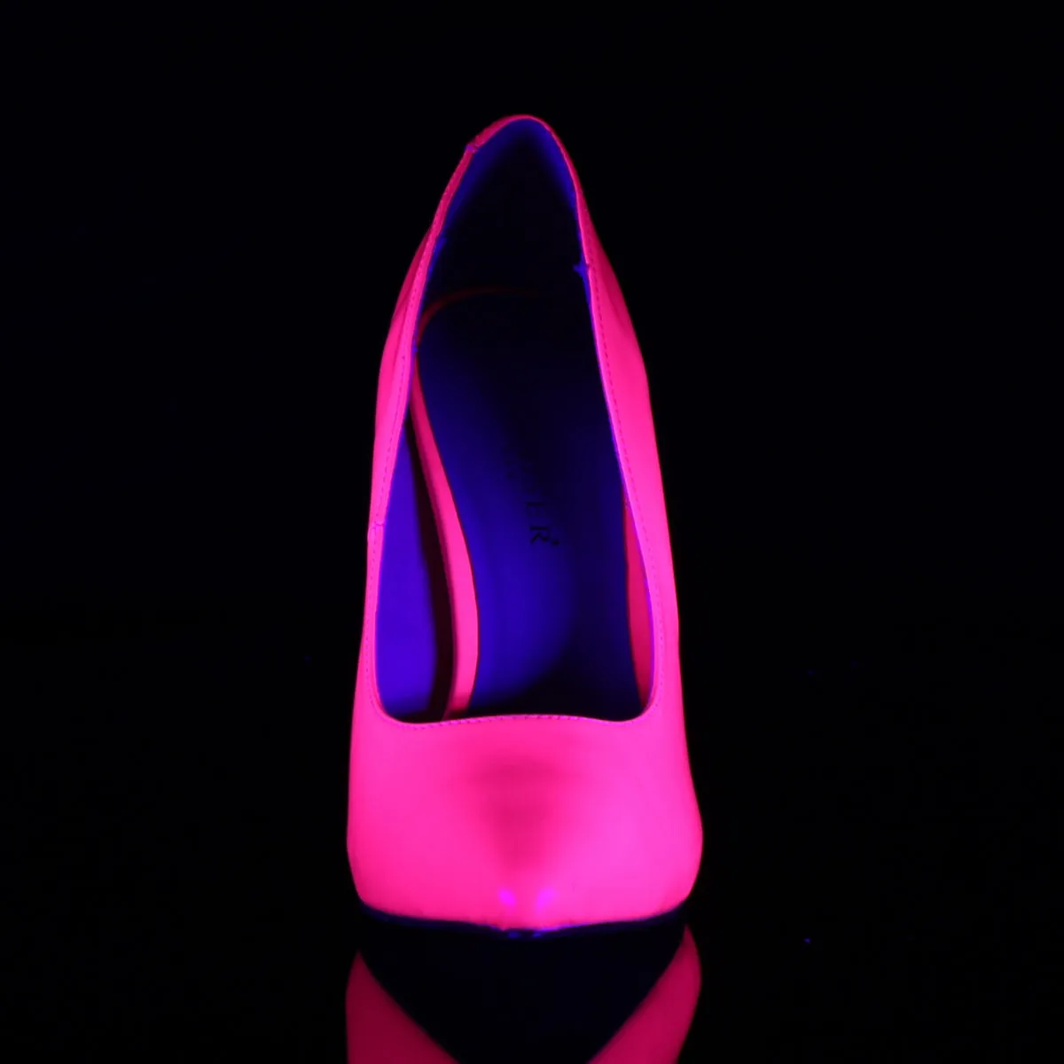 AMUSE-20 Pleaser Shoes Neon Pink Blacklight Reactive 80"s Pumps