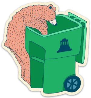 Annie Riker Bear Asheville Trash Can Sticker