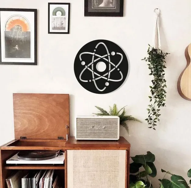 Atom Orbits Wood Wall Art