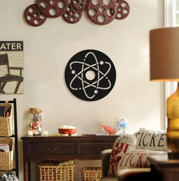 Atom Orbits Wood Wall Art