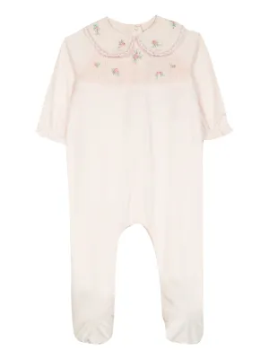 Babygrow - Pale pink cotton with embroidery