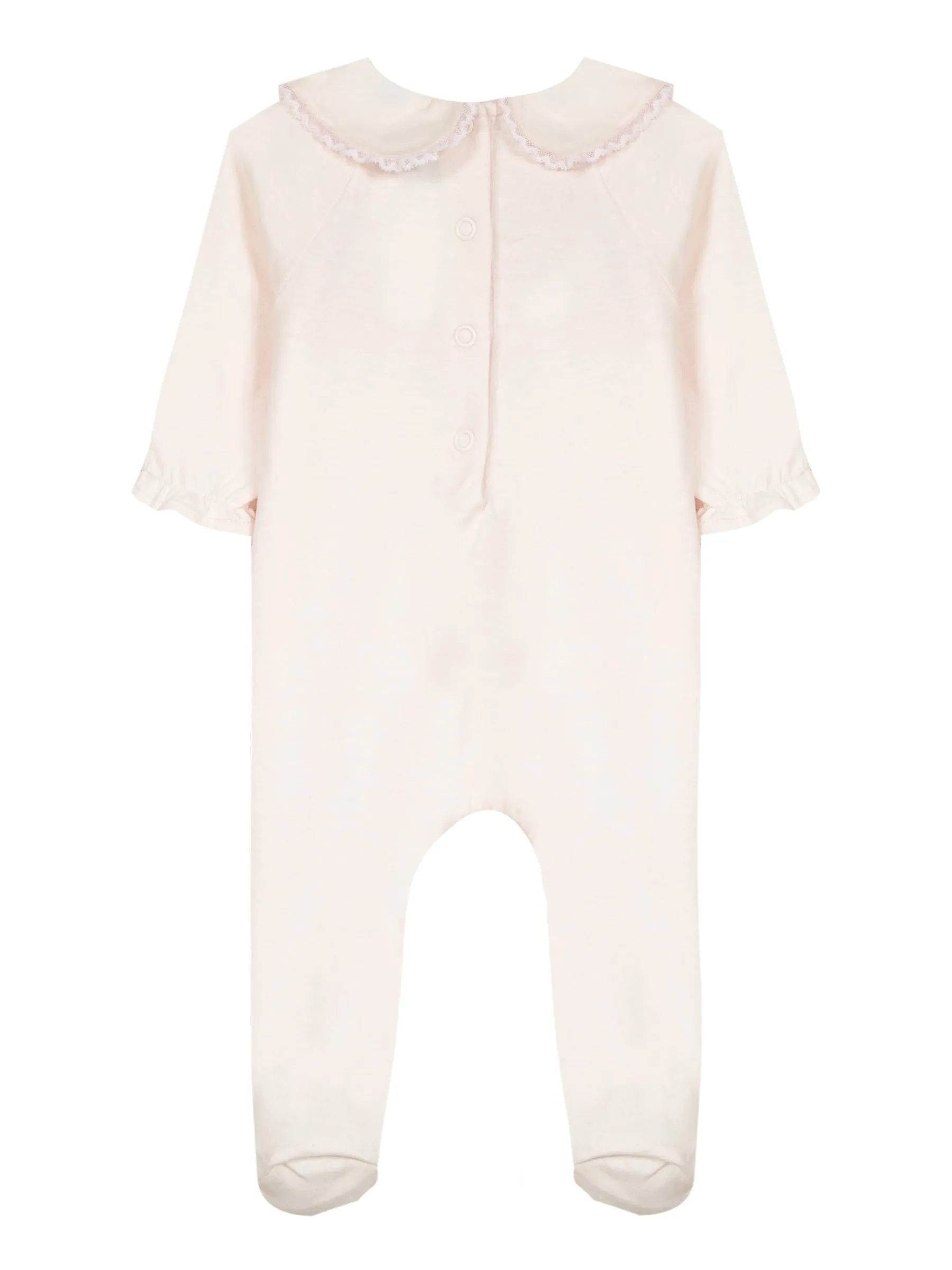 Babygrow - Pale pink cotton with embroidery