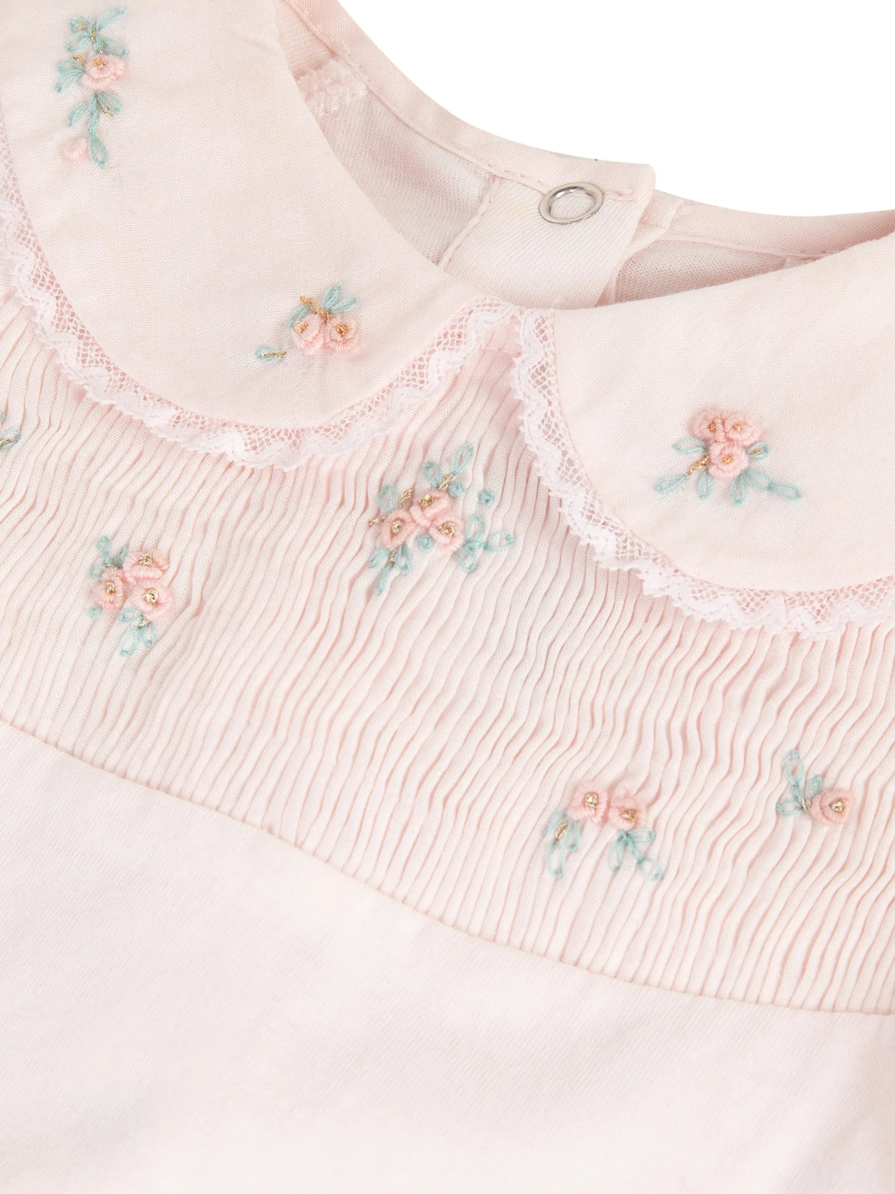 Babygrow - Pale pink cotton with embroidery