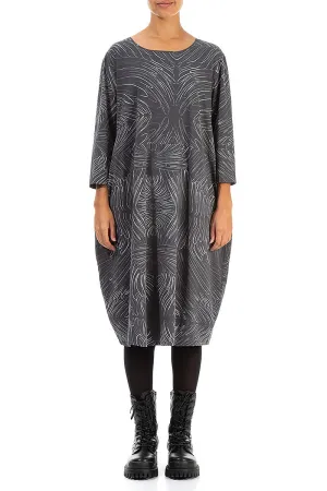 Balloon Grey Feather Cotton Dress