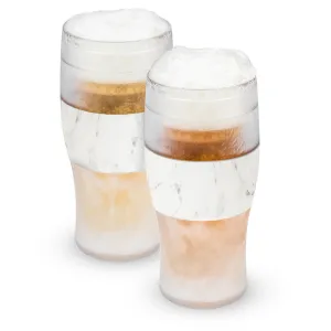 Beer FREEZE™ Cooling Cups in Marble, Set of 2