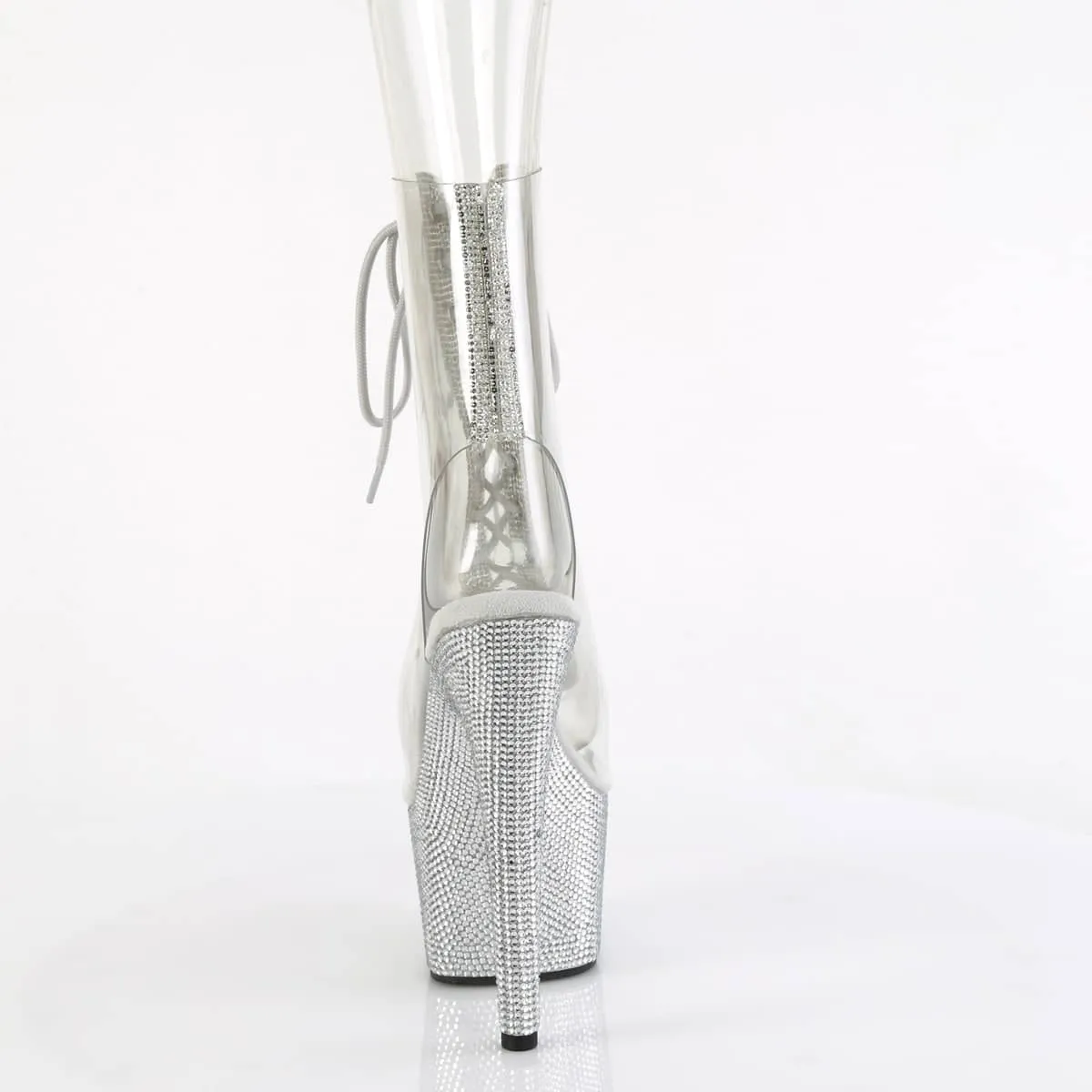 BEJEWELED-1016C-2-7 White & Clear Calf High Peep Toe Boots