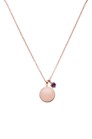 Birthstone February Necklace 14K Rose Gold Plated