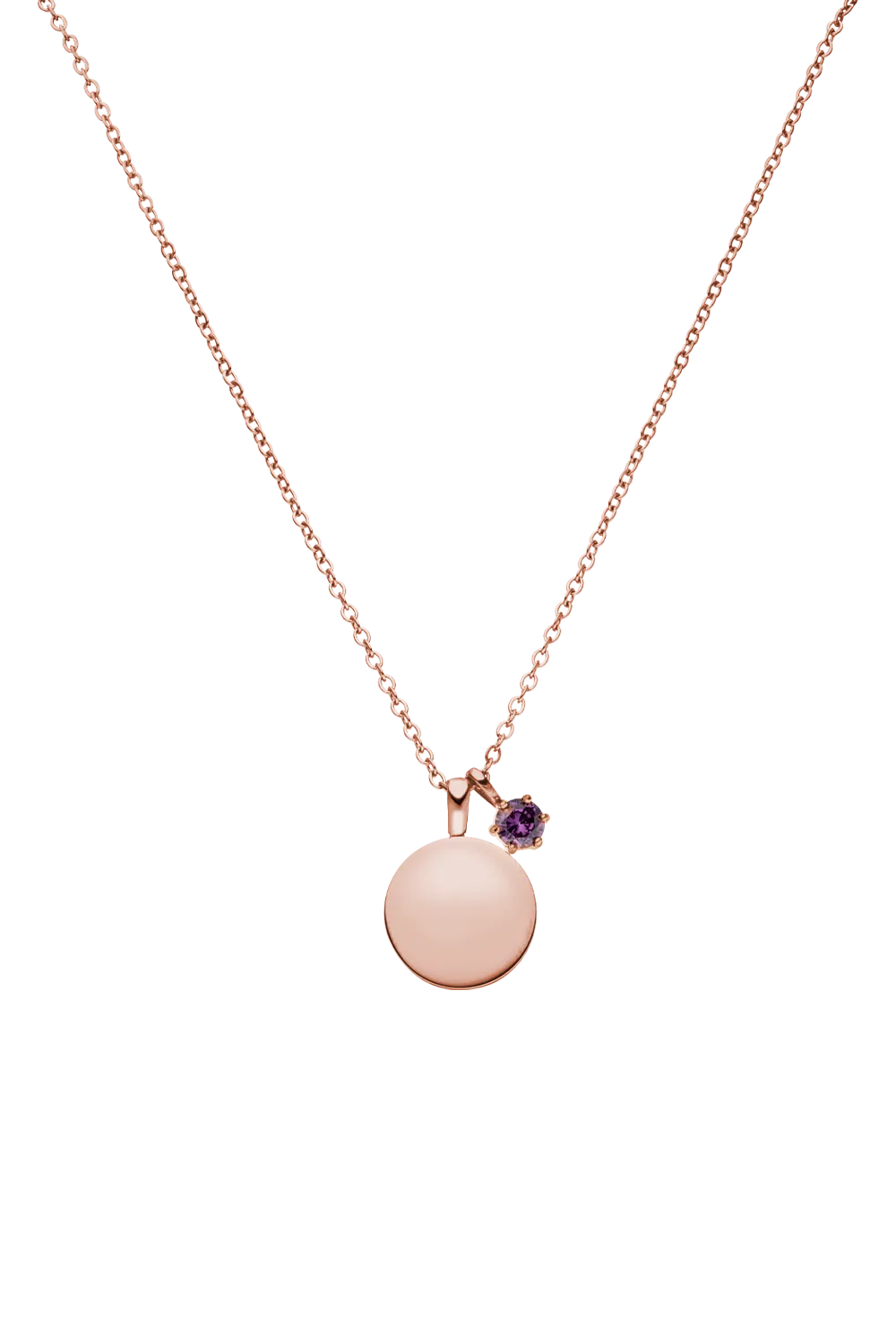 Birthstone February Necklace 14K Rose Gold Plated