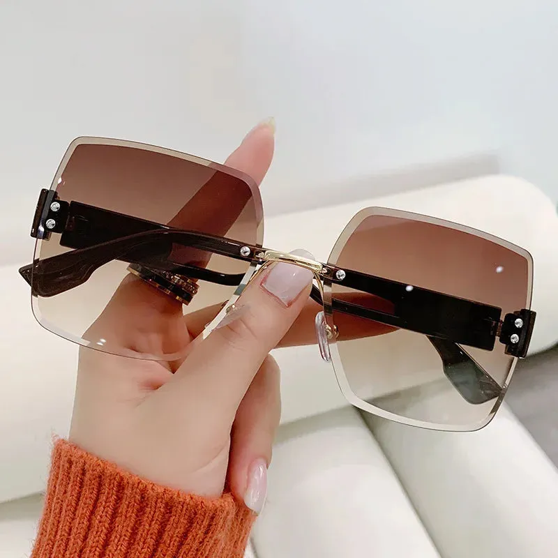 Borderless Designer Brand Rectangle Outdoor Leisure Sunglasses