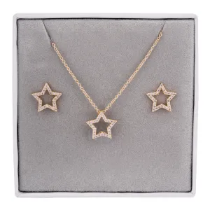 Boxed Cubic Zirconia Star Jewellery Set In Gold-Tone