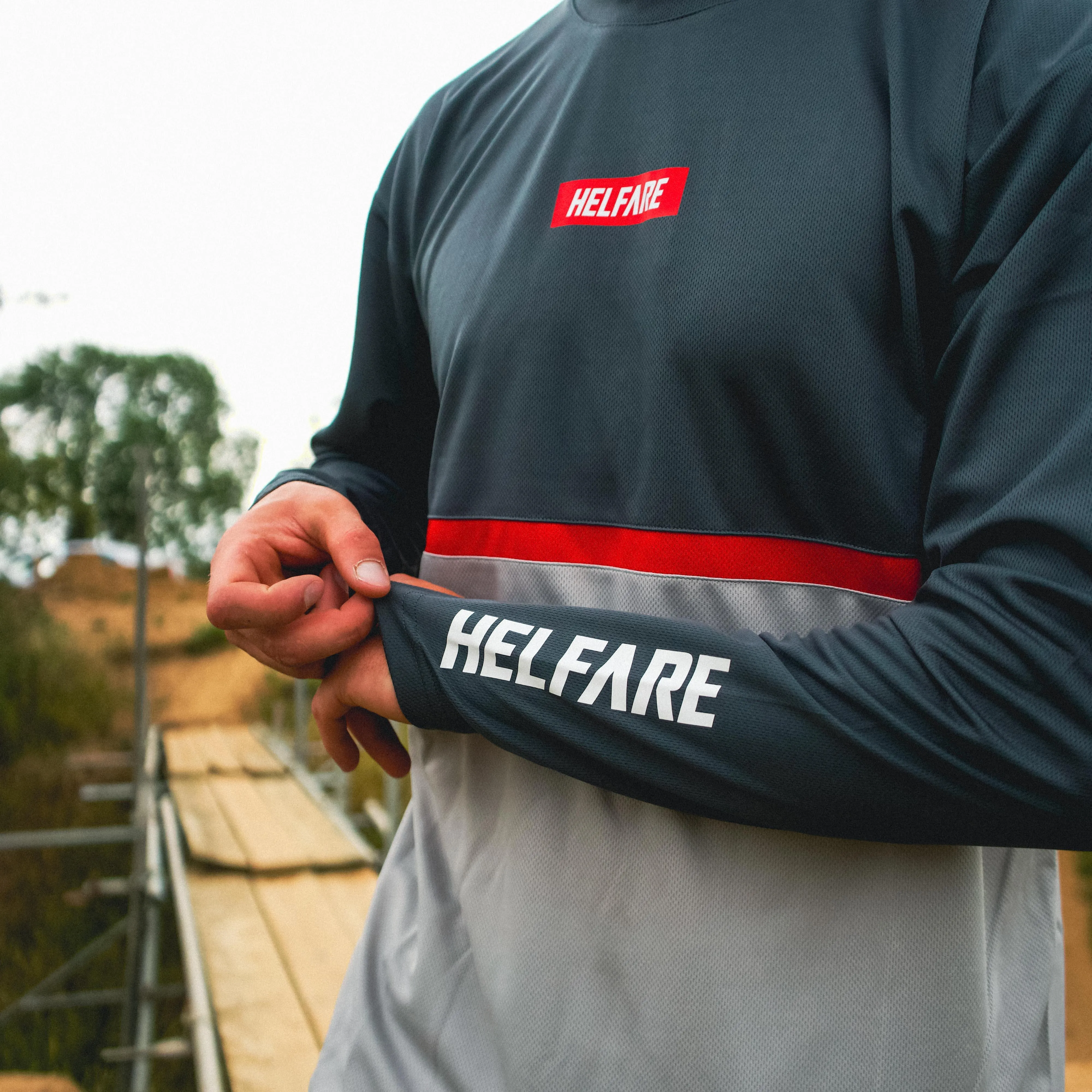 Cadence Long Sleeve Jersey | Grey & Red