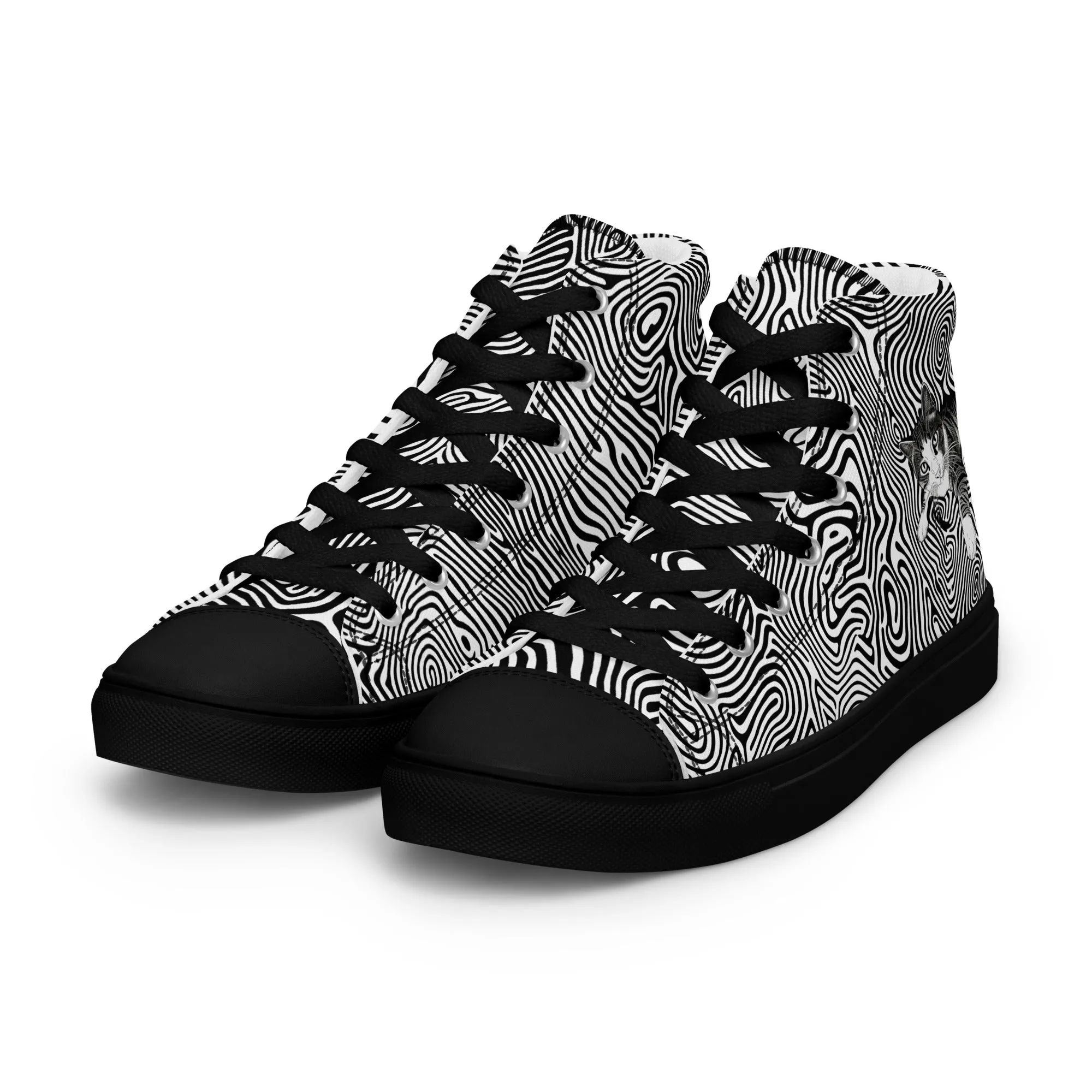 Cat Illusionist Women’s high top canvas shoes