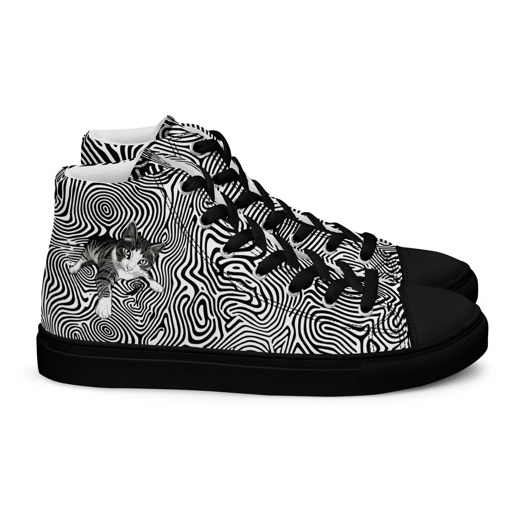 Cat Illusionist Women’s high top canvas shoes