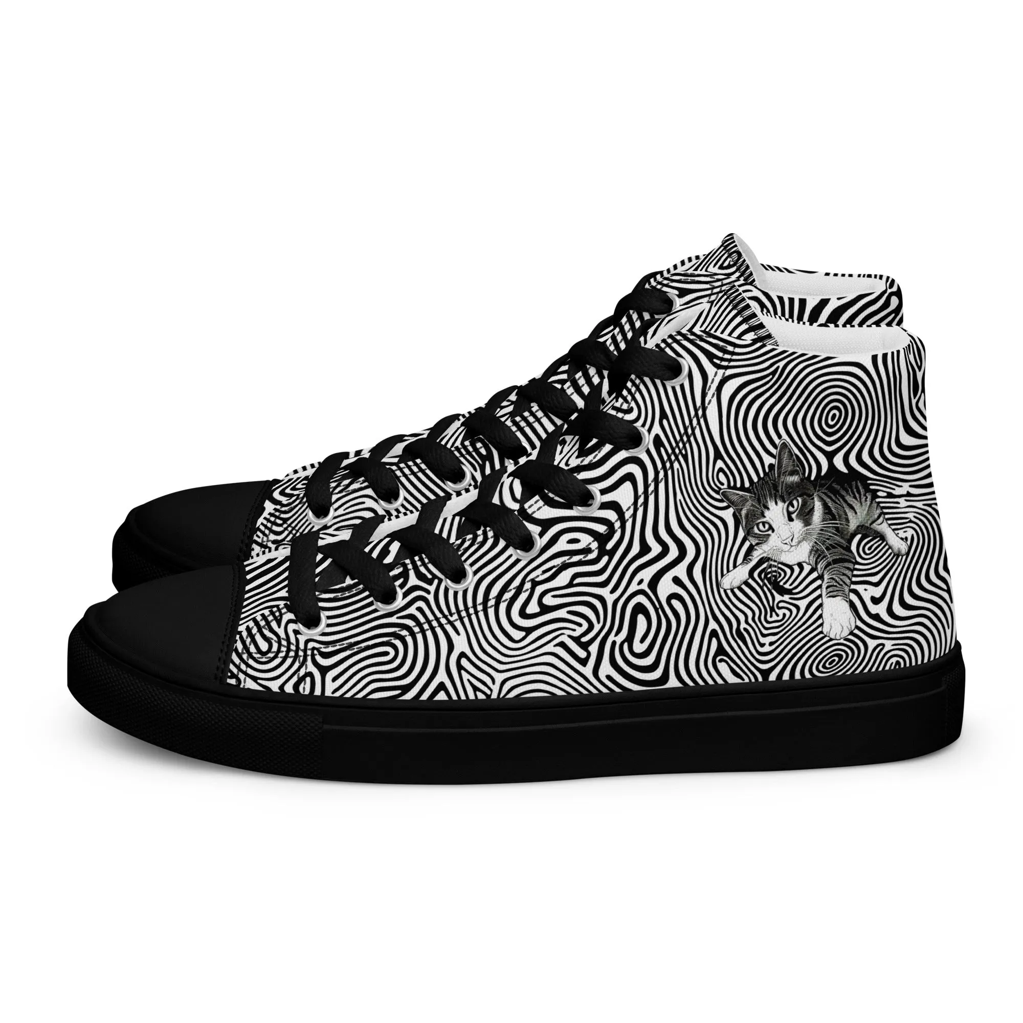 Cat Illusionist Women’s high top canvas shoes